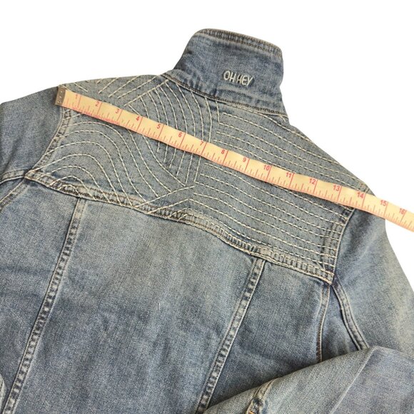 Marine Layer Eileen Embroidered Denim Jacket X-Small Light Wash Copper women new - Picture 9 of 15